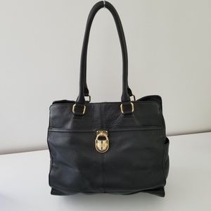 Calvin Klein Lock Satchel Black Leather Bag